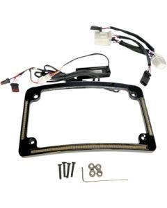 CD LED All-in-1 Signal Black Radius License Plate Frame 4 Harley FLHT/R 99-17