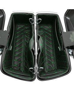 Hogworkz OEM Harley Standard Saddlebag Liners '14-'24 Black w/ Green Stitching