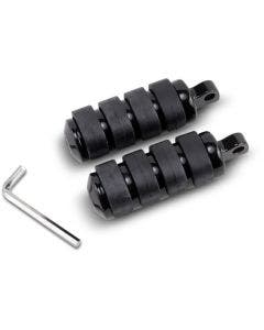 Drag Specialties Black Rubber Soft-Ride Male Mount Motorcycle Foot Pegs Pair