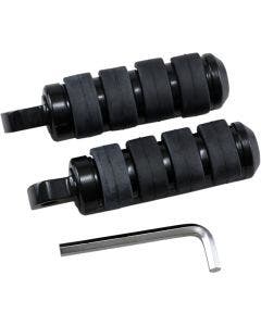 Drag Specialties Black Rubber Soft-Ride Male Mount Motorcycle Foot Pegs Pair