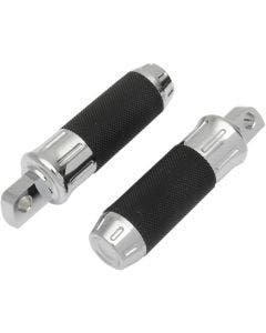 Drag Chrome Billet Custom Male Mount Footpegs Foot Pegs w/ Rubber Pair Harley 