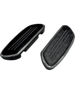 Drag Black Sweeper Swept Streamliner Passenger Floorboards Harley FL & Softail