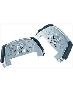 Kuryakyn Chrome Flamed Passenger Board Covers for Harley Touring Softail Dyna