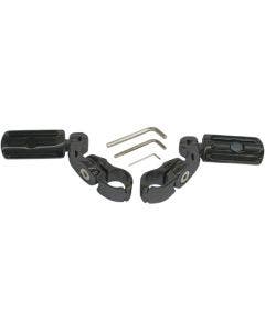 Rivco MV115MB Matte Black Ribbed 2.5" Highway Pegs w/ Mounts 1-1/4" Bars Harley
