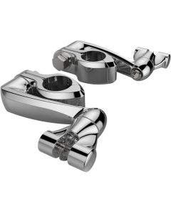 Ciro Chrome Adjustable 1-1/4" Hi-Way Bar Mount 4" Extension Arm Clevis Mount 
