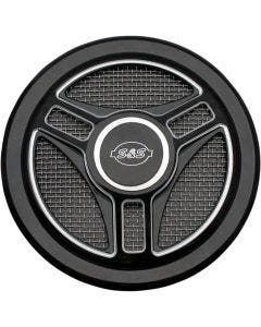 S&S Black Tri Spoke Cover Super Stock Stealth Air Cleaner Stage 1 Harley