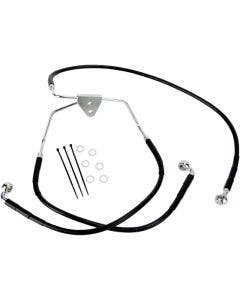 Drag Front Extended +4 Black Vinyl Brake Line for Harley 08-13 FLH/T Non ABS