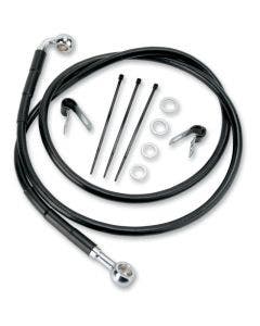 Drag Front Extended +2 Black Vinyl Brake Line Harley 84-98 FXST 93-05 FXDWG