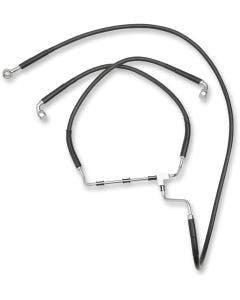 Black Vinyl Extended Length Front Brake Line Harley 14-15 Non ABS Plus 10