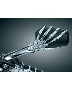 Kuryakyn Black & Chrome Skeleton Hand Mirrors for Harley and Metric (ea)
