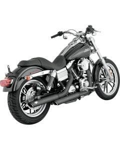 Vance & Hines Black Twin Slash 3" Slip Ons Mufflers '91-'16 Harley Dyna