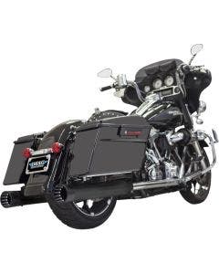 Bassani DNT Deep N Throaty Black W/ Black Tip 4" Slip On Mufflers Harley Straight - 1F7DNT5B