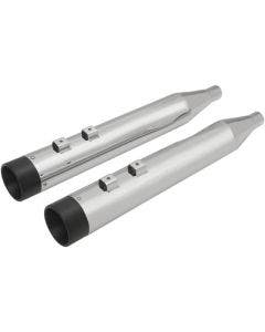 Drag Chrome 4" w/ Black Billet Tip Slip On Exhaust Mufflers Harley FLH/T 95-16