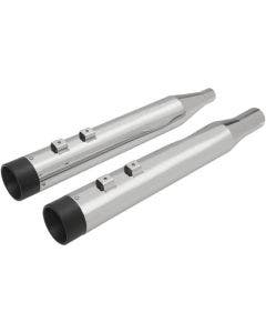 Drag Chrome 4" w/ Black Billet Tip Slip On Mufflers Harley FLH/T Milwaukee 8 17-18