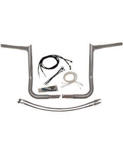 FBI Fat Baggers Chrome 14" EZ Install Pointed Handlebar Package Harley FLH 14-20