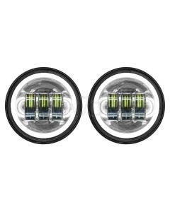 Hogworkz Harley Chrome 4.5" LED HaloMaker Passing Lamps 94-19 Harley & Indian