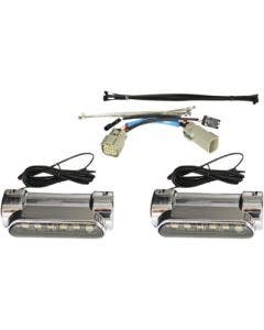 Custom Dynamics Chrome LED Amber White Engine Guard Lights 14-Up Harley FL Trike