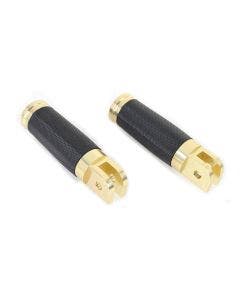 V-Twin 27-0494 Wyatt Gatling Brass Rider Footpeg Set Harley Softail M8 18-Up