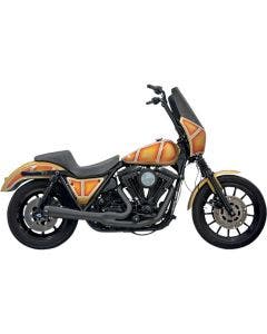 Bassani Black Road Rage 2 Into 1 Short Exhaust Harley FXR 84-00 w/ Pegs