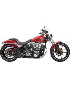 Bassani Chrome Radial Sweeper 2:2 Exhaust w/ Black Shields Harley Softail & Dyna