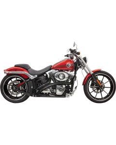 Bassani Black Radial Sweeper 2:2 Exhaust w/ Slotted Shields Harley Softail Dyna