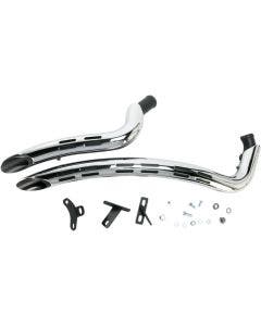Bassani Black Radial Sweeper 2:2 Exhaust w/ Chrome Shields Harley Softail & Dyna