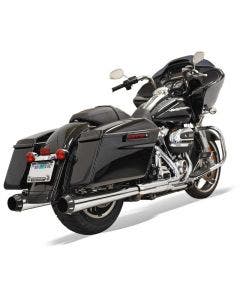 Bassani Chrome 4" Slip On Megaphone Style Mufflers Harley 17 Black Tips