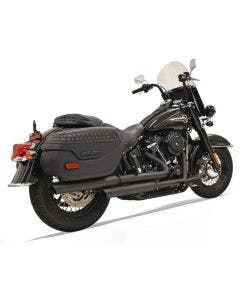 Bassani 1S39SB Black Staggered Dual Exhaust Harley Softail 18-19 Heritage Deluxe