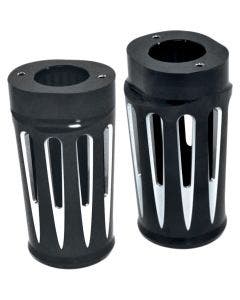 Arlen Ness Deep Cut Black Fork Boots Sliders Cow Bells Standard for Harley 86-13