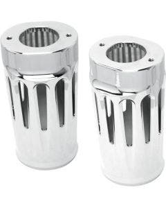 Arlen Ness Deep Cut Chrome Fork Boots Sliders Cow Bells Standard for Harley 14-up