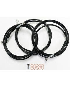 La Choppers Black Vinyl Stainless Brake Line Kit for Harley Touring Models 14 - 12"-14"