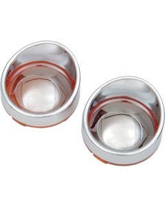 Turn Signal Bezels With Chrome Amber Mirror Lens With Visor 4 Harley Davidson