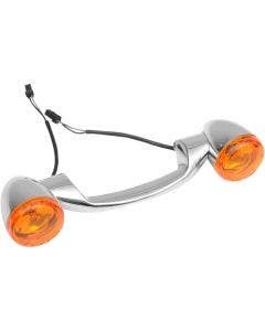 Drag Specialties Chrome Bullet Style Rear Turn Signal Bar for Harley 91-08