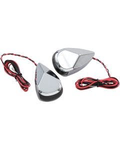 Alloy Art MRL-2C Chrome Finish Smoke / Red LED Signal Marker Lights 98-19 Harley