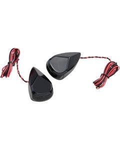 Alloy Art MRL-2B Black Finish Smoke / Red LED Signal Marker Lights 98-19 Harley