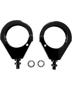 Drag Specialties Black 49MM Front Fork Turn Signal Clamps Mounts Harley