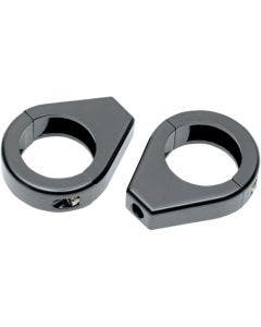 Drag Specialties Black 39MM Front Fork Turn Signal Clamps Mounts Harley