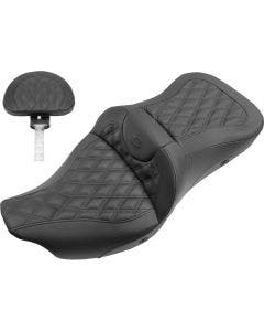 Saddlemen Heated Lattice Stitch Roadsofa Seat W/ Backrest Harley 09-24 FLH/FLT