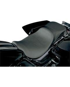 Danny Gray Smooth Black Vinyl Weekday 2-Up XL Seat for Harley Dyna 06-17 Model