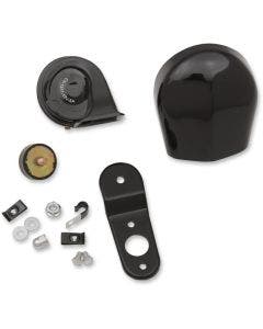 Drag Electric 112db Horn Kit w/ Black Cover & Mounting Harley 90-17 Models