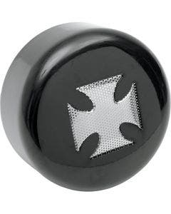 Drag Specialties Maltese Cross Black Horn Cover for Harley V-Twin w/ Center Horn