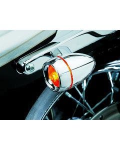 Kuryakyn 2108 Chrome Deep Dish Bullet Turn Signal Bezels Amber Lens Harley