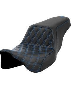 Saddlemen Step-Up Black Front Lattice W/Blue Stitch Seat Harley 08-24 Touring