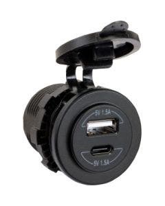 Jensen Powersports Audio USB42C Panel Mount USB Port USB-A USB-C 12VDC Input