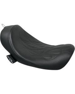 Danny Gray Flame Stitch Black Vinyl Buttcrack Solo Seat for Harley Dyna 06-16