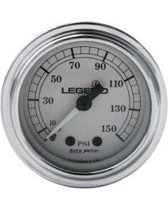 Legend Fairing Mounted LED Backlit PSI Air Gauge Silver & White for Harley
