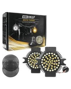 XK Glow Smoke White/Amber LED Turn Signal Indicator Lens Kit Harley Flat 1157