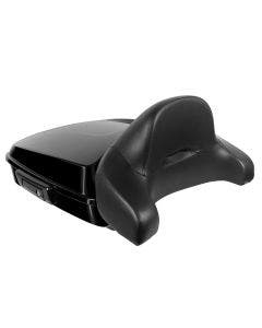 Hogworkz Vivid Black Chopped Tour Pack Full Backrest Black Hardware for Harley FLH '97-'24