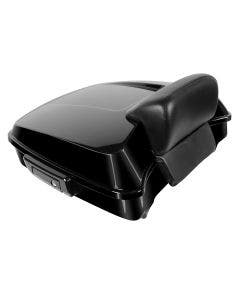 Hogworkz Vivid Black Chopped Tour Pack w/ Slim Backrest Black Hardware for Harley FLH '97-'24