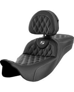 Saddlemen White LS Extended Reach RoadSofa Seat W/Backrest Harley 08-23 Touring